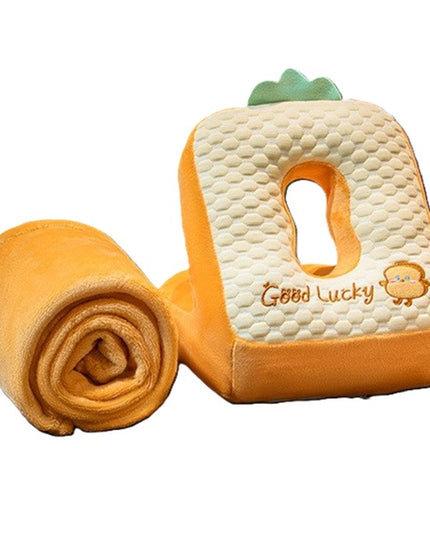 2in1 Patura Microfibra si Perna din Spuma, pentru Birou, Calatorii, Pauze, Model Paine, Microfibra,