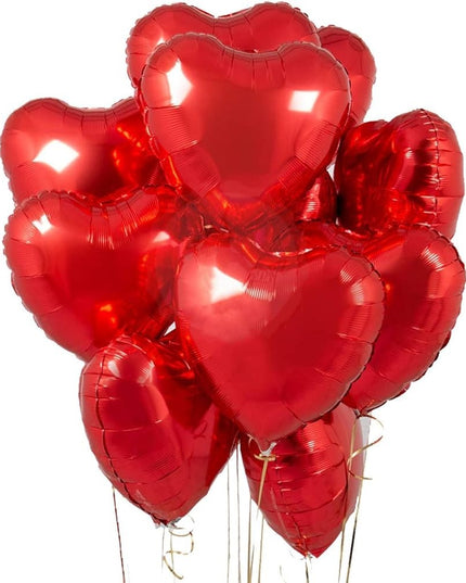 3 Baloane din Folie Metalizata, Model Inimi, Tema Ziua Indragostitilor,2 Rosii, 1