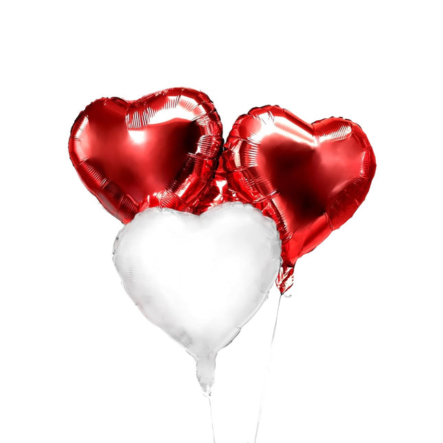 3 Baloane din Folie Metalizata, Model Inimi, Tema Ziua Indragostitilor,2 Rosii, 1