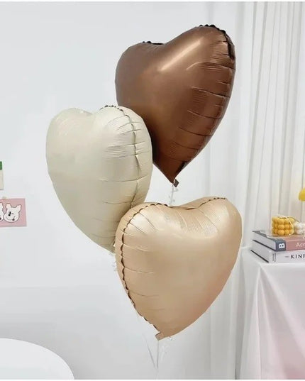 Set 3 Baloane din Folie Metalizata, Figurine Inimi, Tema Ziua Indragostitilor, 45 cm, Ambalaj Individual, Pai Inclus, Umflare cu Aer sau Heliu, /