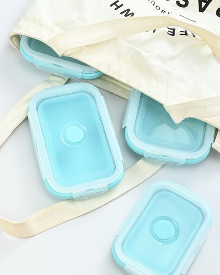 3 caserole pliabile din silicon, rezistenta la temperaturi ridicate, usor de depozitat si curatat, 350/500/800 ml, utilizare in cuptorul cu microunde, albastra