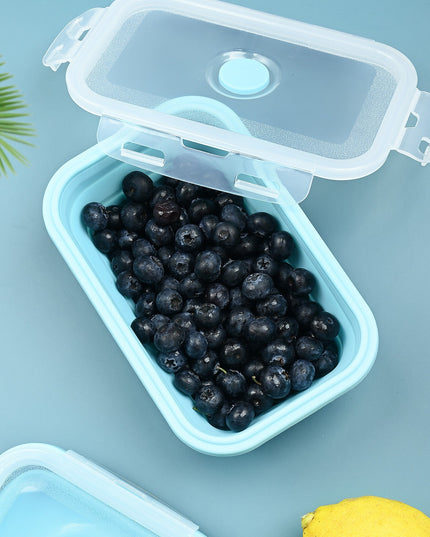 3 caserole pliabile din silicon, rezistenta la temperaturi ridicate, usor de depozitat si curatat, 350/500/800 ml, utilizare in cuptorul cu microunde, albastra