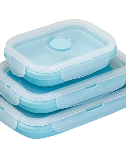 3 caserole pliabile din silicon, rezistenta la temperaturi ridicate, usor de depozitat si curatat, 350/500/800 ml, utilizare in cuptorul cu microunde, albastra