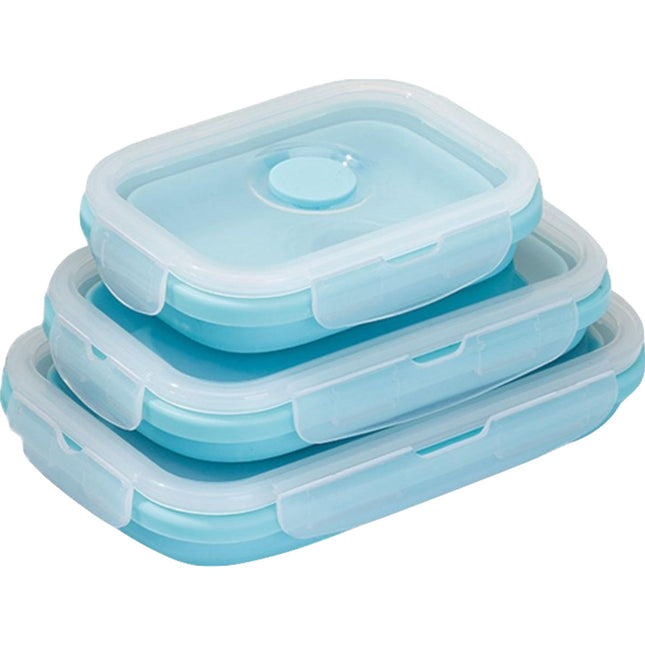 3 caserole pliabile din silicon, rezistenta la temperaturi ridicate, usor de depozitat si curatat, 350/500/800 ml, utilizare in cuptorul cu microunde, albastra