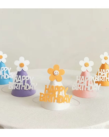 3 Coifuri Happy Birthday, pentru Petrecere, Tematica Aniversare, cu Floare din Spuma