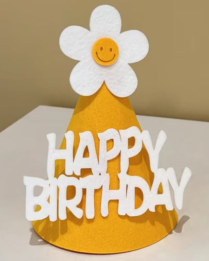 3 Coifuri Happy Birthday, pentru Petrecere, Tematica Aniversare, cu Floare din Spuma