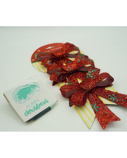 3 fundite pentru brad, Rosii, model de nea, cu sclipici,din poliester