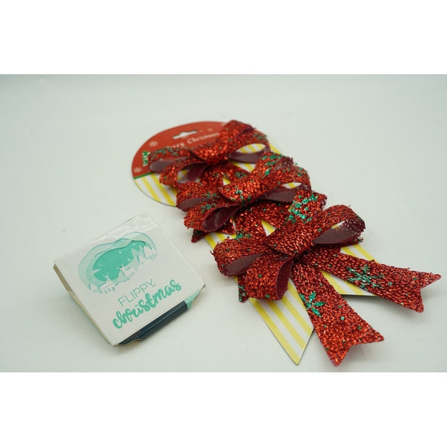 3 fundite pentru brad, Rosii, model de nea, cu sclipici,din poliester