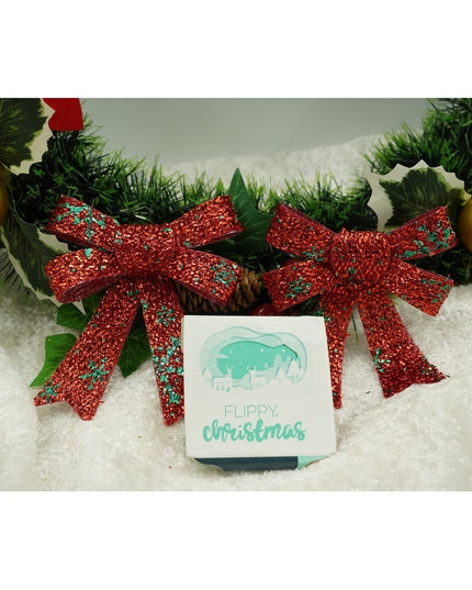 3 fundite pentru brad, Rosii, model de nea, cu sclipici,din poliester