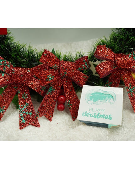 3 fundite pentru brad, Rosii, model de nea, cu sclipici,din poliester