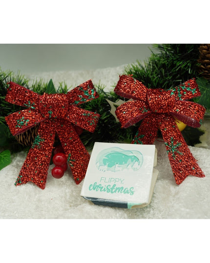 3 fundite pentru brad, Rosii, model de nea, cu sclipici,din poliester