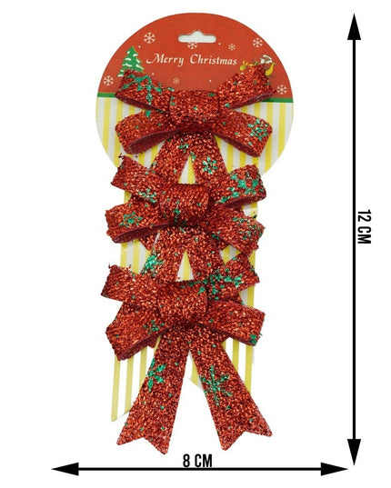 3 fundite pentru brad, Rosii, model de nea, cu sclipici,din poliester
