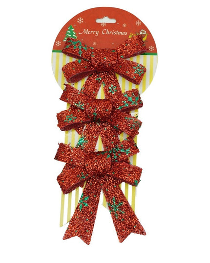 3 fundite pentru brad, Rosii, model de nea, cu sclipici,din poliester