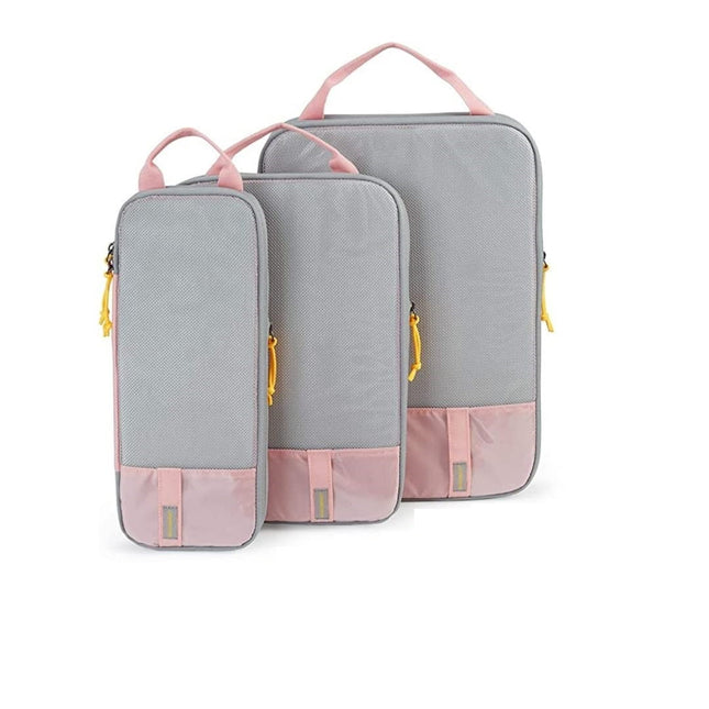 3 Genti de Calatorie Pentru Depozitare, Compresibile, 3 Dimensiuni, Mic, Mediu, Mare, Impermeabile, Fermoar Dublu