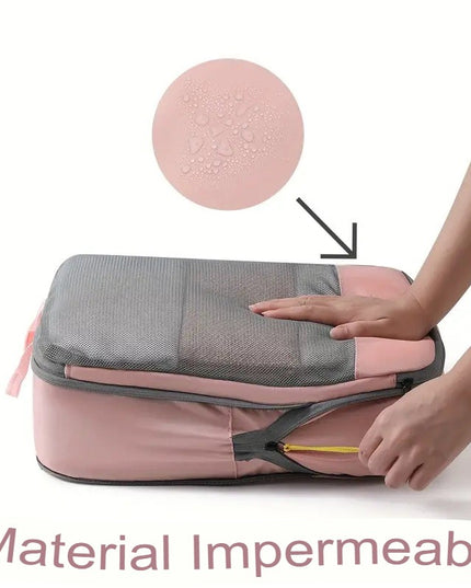 3 Genti de Calatorie Pentru Depozitare, Compresibile, 3 Dimensiuni, Mic, Mediu, Mare, Impermeabile, Fermoar Dublu