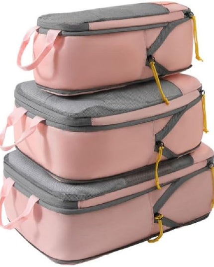 3 Genti de Calatorie Pentru Depozitare, Compresibile, 3 Dimensiuni, Mic, Mediu, Mare, Impermeabile, Fermoar Dublu