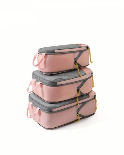 3 Genti de Calatorie Pentru Depozitare, Compresibile, 3 Dimensiuni, Mic, Mediu, Mare, Impermeabile, Fermoar Dublu