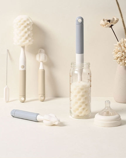 3 Perii de Spalat Biberoane, pentru Tetina, Biberon, Pai, Materiale Sigure, fara BPA, Curatare 360°