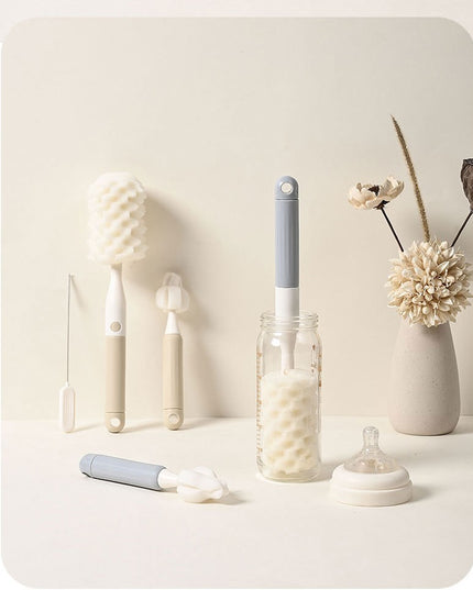 3 Perii de Spalat Biberoane, pentru Tetina, Biberon, Pai, Materiale Sigure, fara BPA, Curatare 360°