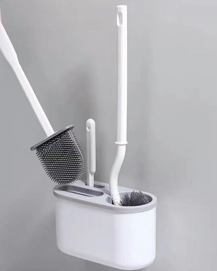 Set 3 Perii pentru Toaleta, din Silicon, Perie Zimtata, Cap Flexibil, Suport Adeziv pentru Montarea pe Perete, 39 x 19 x 9.8 cm, /