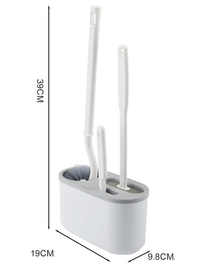 Set 3 Perii pentru Toaleta, din Silicon, Perie Zimtata, Cap Flexibil, Suport Adeziv pentru Montarea pe Perete, 39 x 19 x 9.8 cm, /
