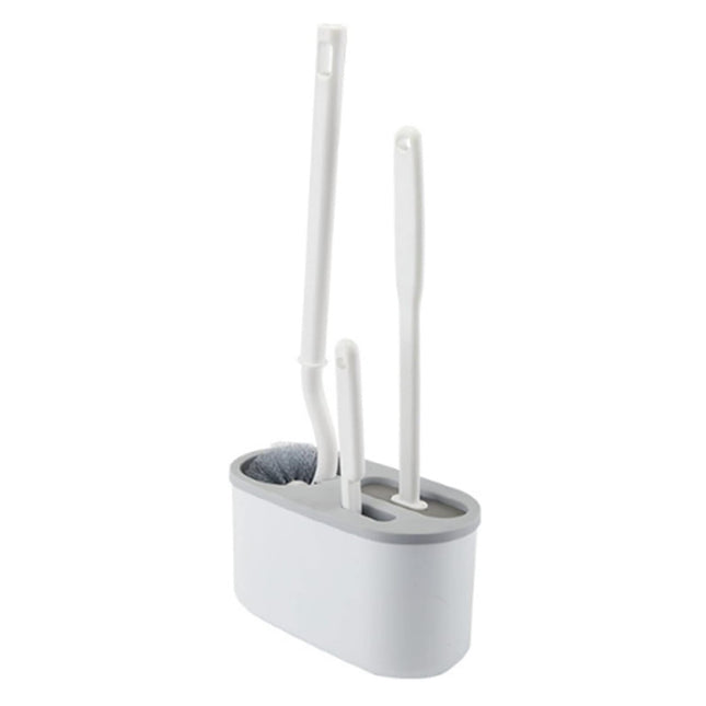 Set 3 Perii pentru Toaleta, din Silicon, Perie Zimtata, Cap Flexibil, Suport Adeziv pentru Montarea pe Perete, 39 x 19 x 9.8 cm, /