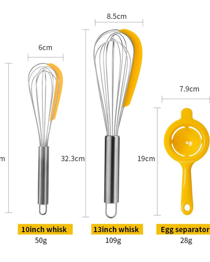 3 ustensile pentru bucatarie 2 teluri, un separator oua, inox/silicon