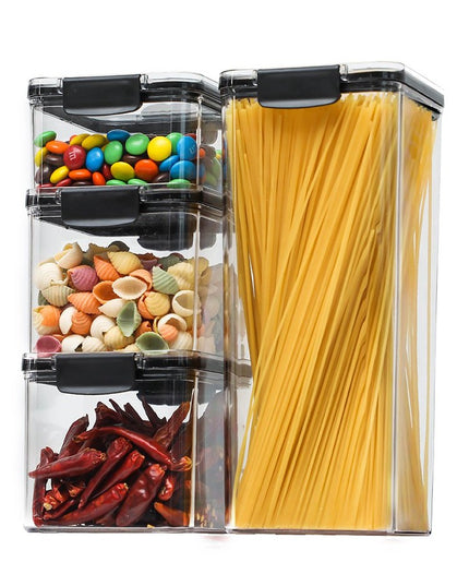 4 Recipiente din Plastic, pentru Alimente/Obiecte, Inchidere Ermetica, ml, ml, ml