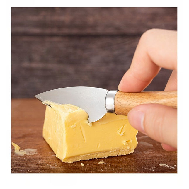 4 cutite pentru branza din otel inoxidabil, maner din lemn de salcam, pentru branza sau unt