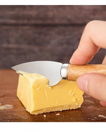 4 cutite pentru branza din otel inoxidabil, maner din lemn de salcam, pentru branza sau unt