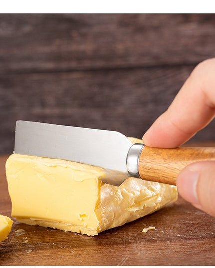 4 cutite pentru branza din otel inoxidabil, maner din lemn de salcam, pentru branza sau unt