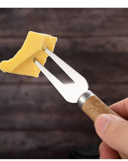 4 cutite pentru branza din otel inoxidabil, maner din lemn de salcam, pentru branza sau unt