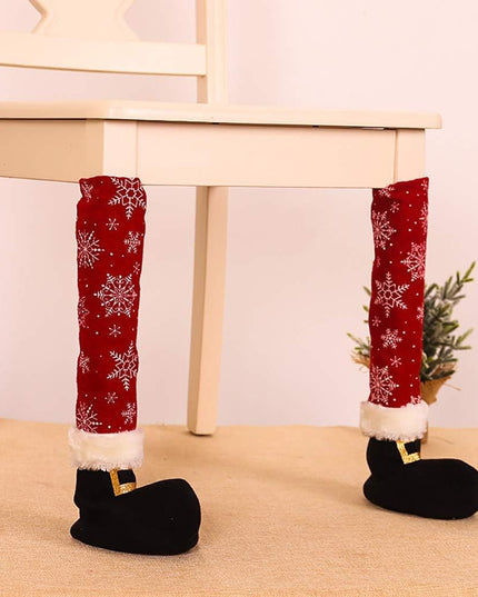 4 decoratiuni tip soseta pentru scaune tematica Craciun, material textil/poliester