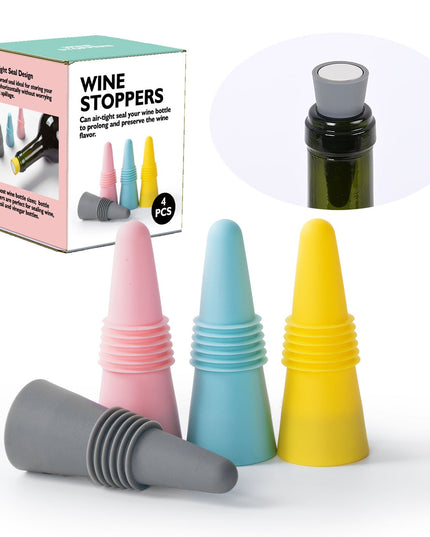 4 dopuri reutilizabile din silicon pentru sticle de vin, bautura