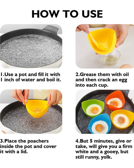 4 forme pentru oua posate din silicon rezistent la temperatura mare, usor de utilizat