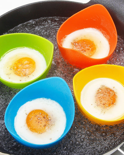 4 forme pentru oua posate din silicon rezistent la temperatura mare, usor de utilizat