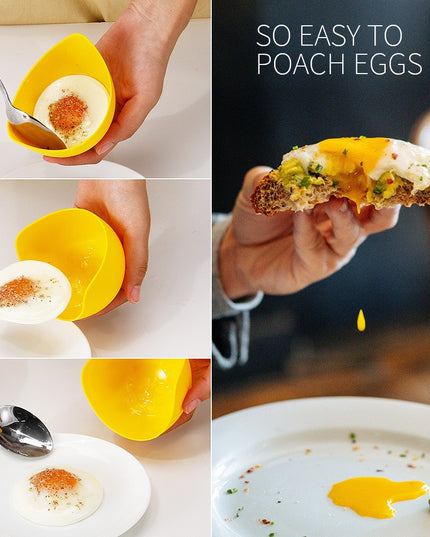 4 forme pentru oua posate din silicon rezistent la temperatura mare, usor de utilizat