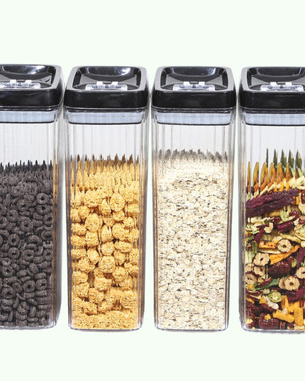 4 Recipiente din Plastic, pentru Alimente/Obiecte, Inchidere Ermetica, Textura Ondulata, .5l, l