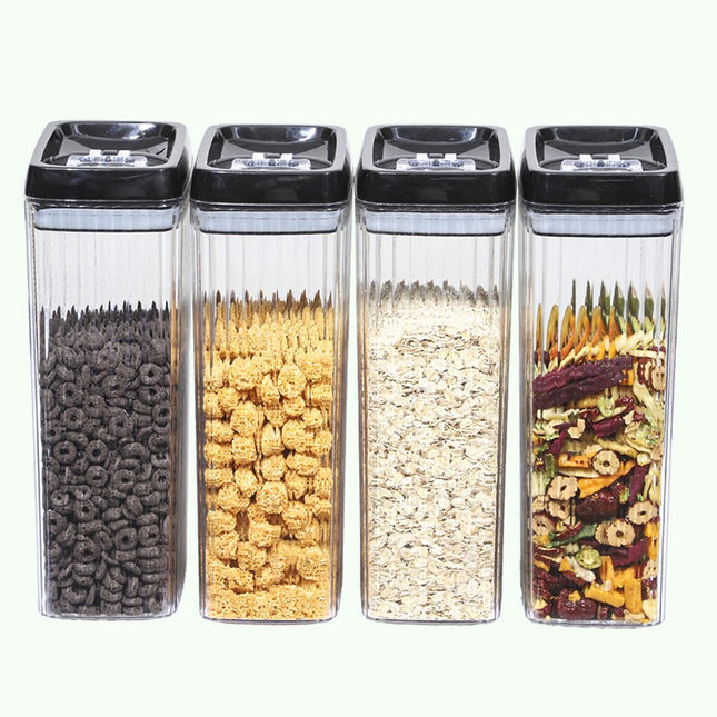 4 Recipiente din Plastic, pentru Alimente/Obiecte, Inchidere Ermetica, Textura Ondulata, .5l, l