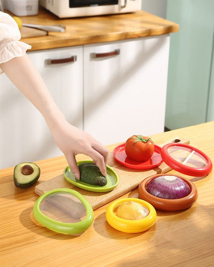 4 Recipiente pentru Pastrarea Proaspata a Legumelor, Cutii Portabile Sigilate Anti-oxidare, 4 Forme Diferite pentru Legume sau Fructe, Culori diferite