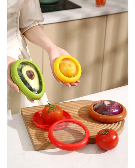 4 Recipiente pentru Pastrarea Proaspata a Legumelor, Cutii Portabile Sigilate Anti-oxidare, 4 Forme Diferite pentru Legume sau Fructe, Culori diferite