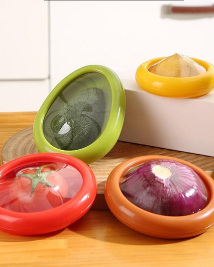 4 Recipiente pentru Pastrarea Proaspata a Legumelor, Cutii Portabile Sigilate Anti-oxidare, 4 Forme Diferite pentru Legume sau Fructe, Culori diferite