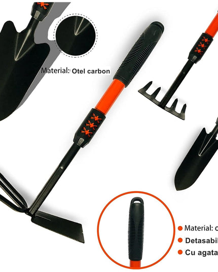 4 Unelte de Gradina Maner extensibil, pentru Plantare Prelucrare Sol si Ingrijire Plante, Material otel carbon