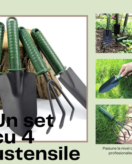 4 Unelte de Gradina pentru Plantare Prelucrare Sol si Ingrijire Plante, Material PVC si cardboard