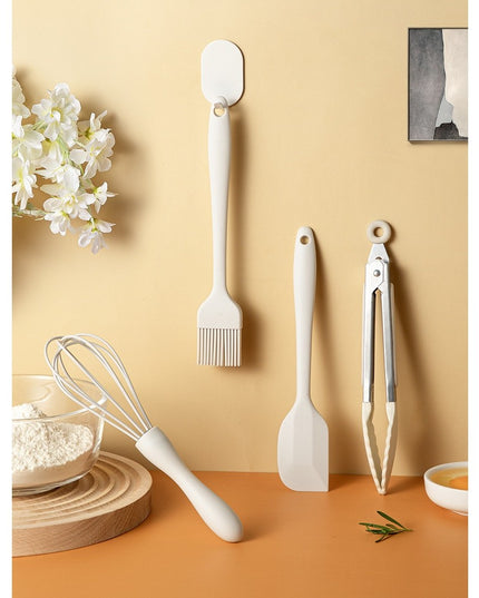 4 Ustensile de Bucatarie, din Silicon+Inox, Termorezistente, Antiaderente,