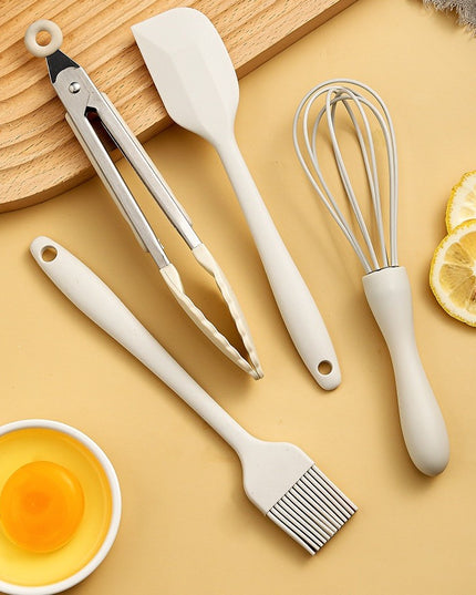 4 Ustensile de Bucatarie, din Silicon+Inox, Termorezistente, Antiaderente