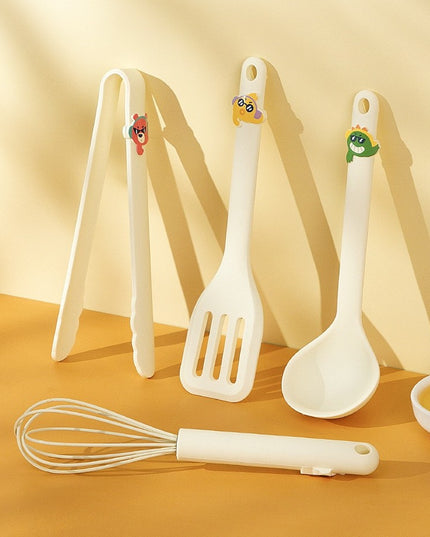 4 Ustensile de Bucatarie, pentru Copii, din Silicon, Termorezistente, Design Animat
