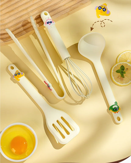 4 Ustensile de Bucatarie, pentru Copii, din Silicon, Termorezistente, Design Animat