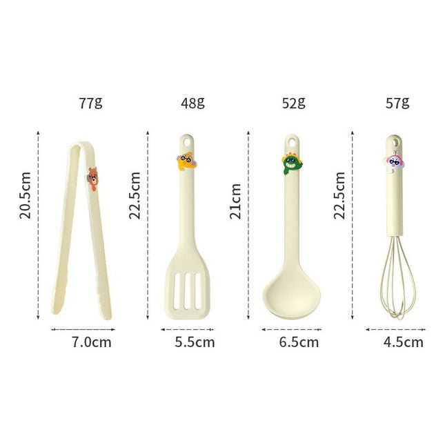 4 Ustensile de Bucatarie, pentru Copii, din Silicon, Termorezistente, Design Animat