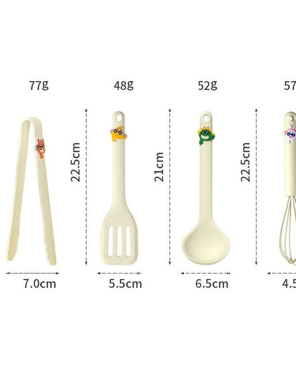 4 Ustensile de Bucatarie, pentru Copii, din Silicon, Termorezistente, Design Animat